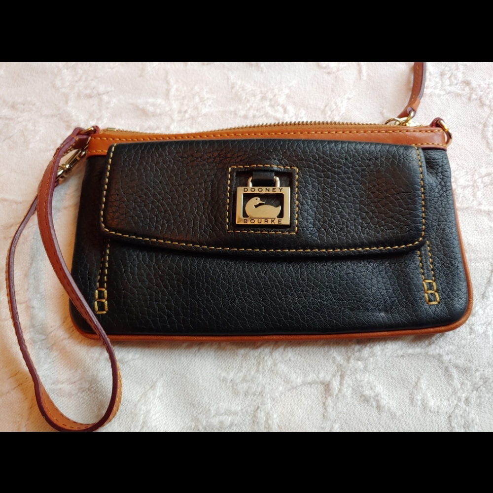 Dooney & Bourke Pebbled Leather Pocket Wristlet - Black